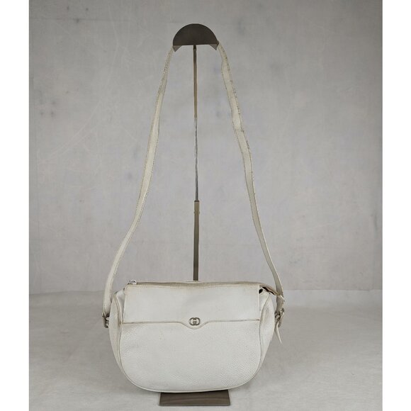 Authentic RARE! Vintage GUCCI 1980's Ophidia Halfmoon White Shoulder Bag Italy - Picture 1 of 14